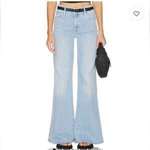 MOTHER The Roller Sneak Wide Leg Jeans in Ball's In Your Court Light Wash 25